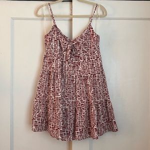 FRANCESCA’S Maroon/red/white adjustable strap flowy dress size small